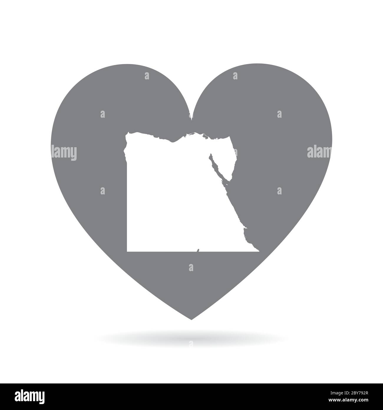 Egypt country map inside a grey love heart. National pride Stock Vector