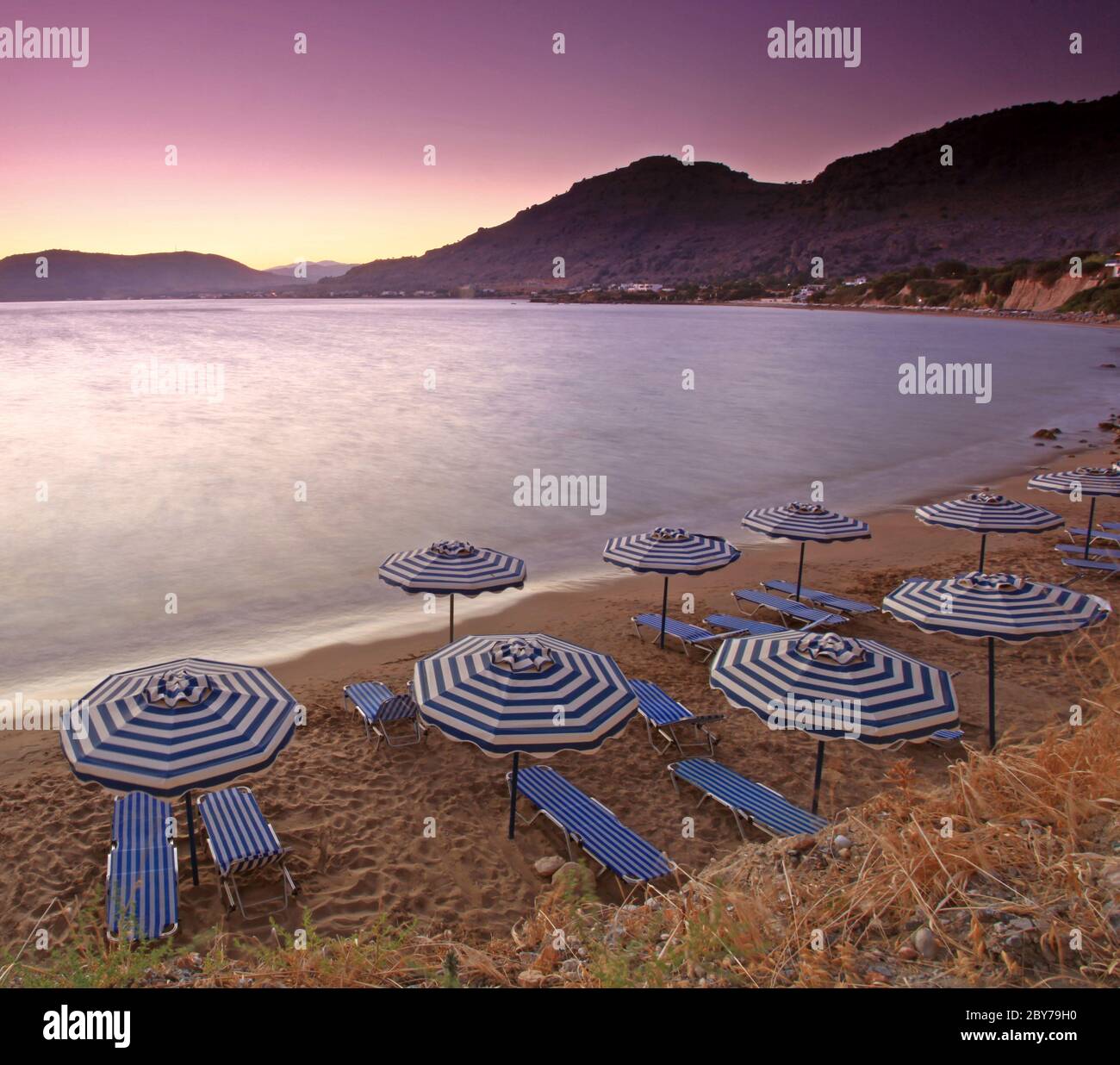 Mediterranean Sunset at Pefkos Stock Photo