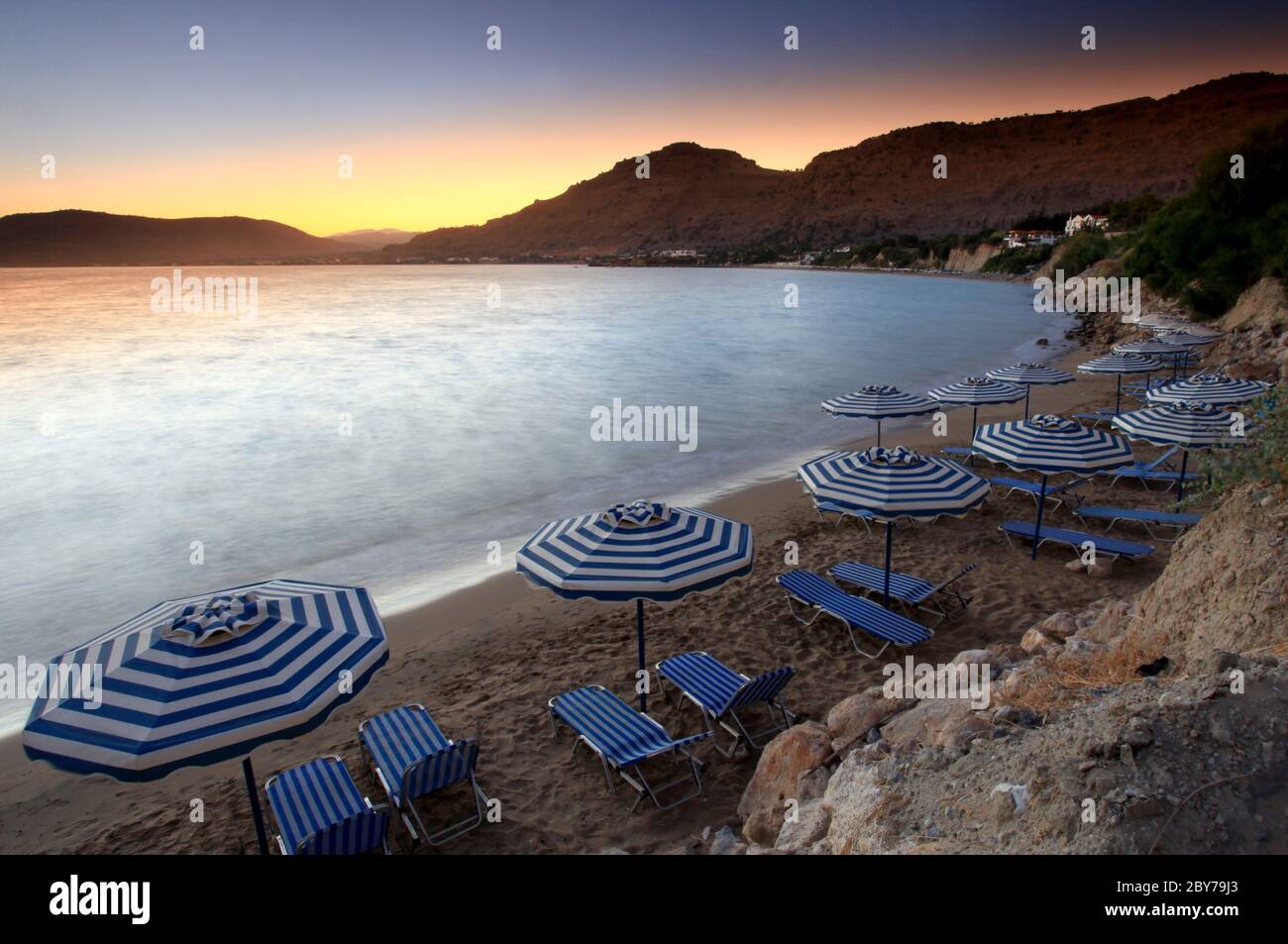 Mediterranean Sunset at Pefkos Stock Photo