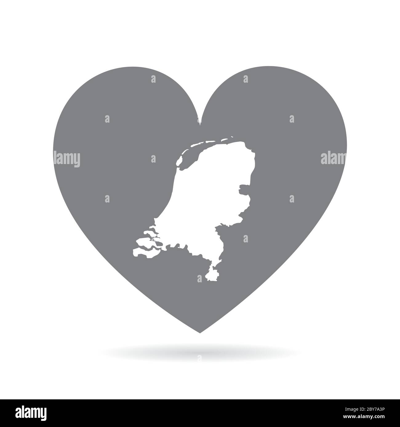Netherlands country map inside a grey love heart. National pride Stock Vector