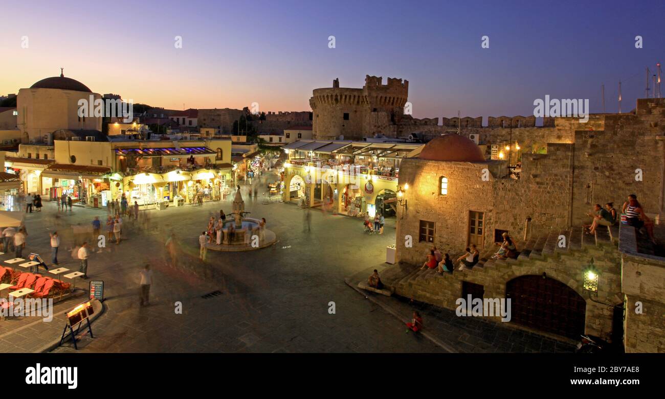 Old Rhodes town sunset Stock Photo - Alamy