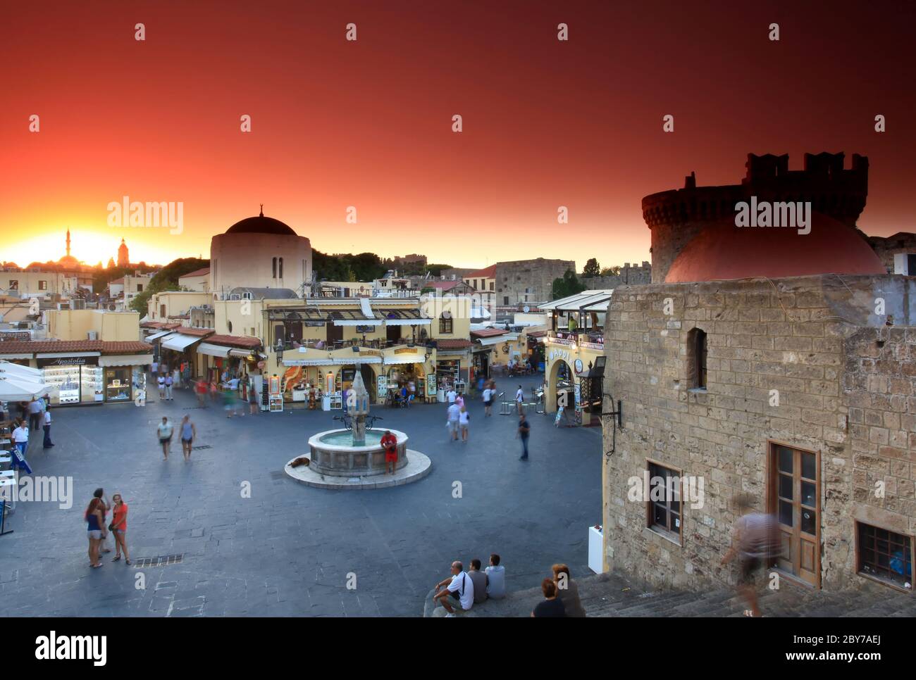 Old Rhodes town sunset Stock Photo - Alamy