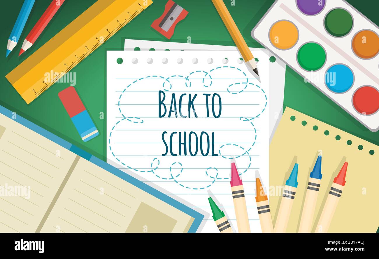 Back to school background illustration in flat style, education ...