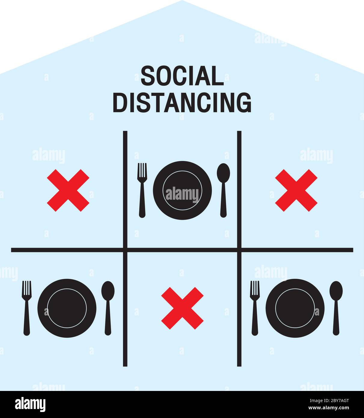 Keep a safe distance when eating. Simple vector icon over white ...