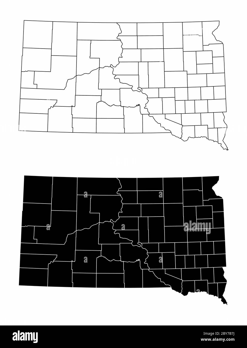 South Dakota County Maps Stock Vector