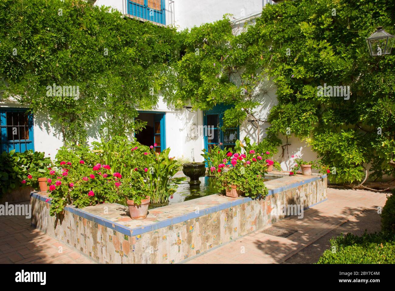 Courtyard of a  house in Cordoba, Spain Stock Photo