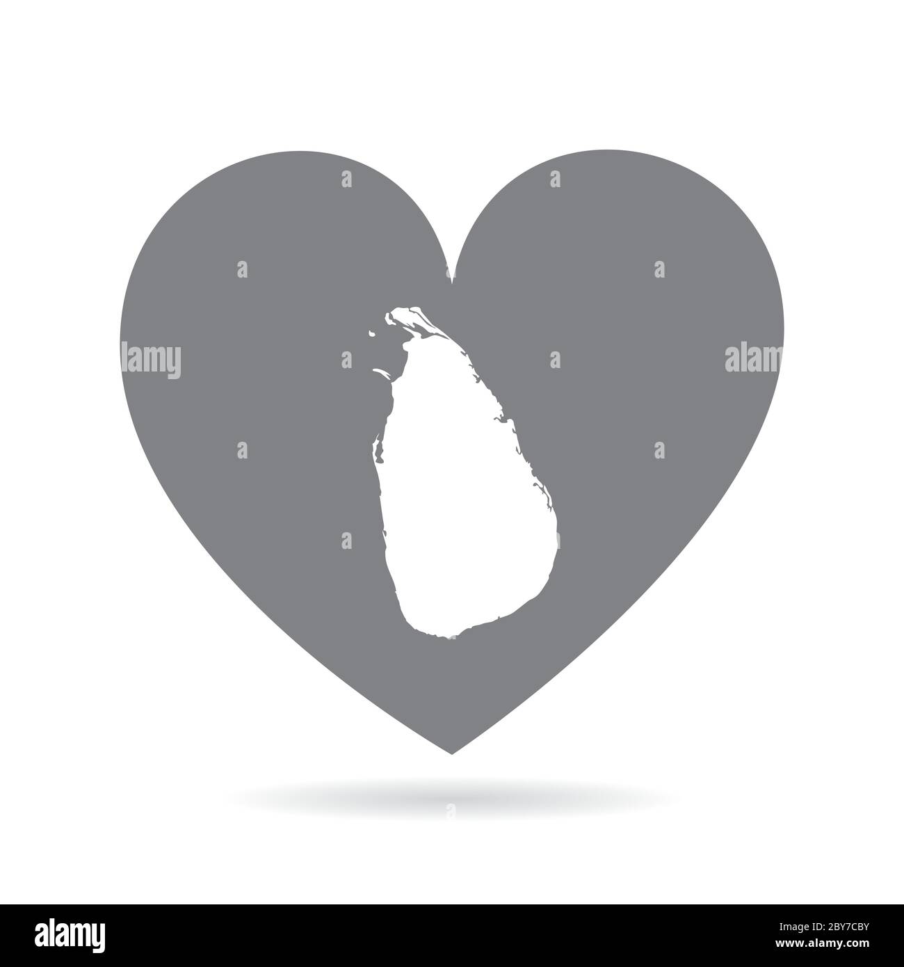 Sri Lanka country map inside a grey love heart. National pride Stock Vector