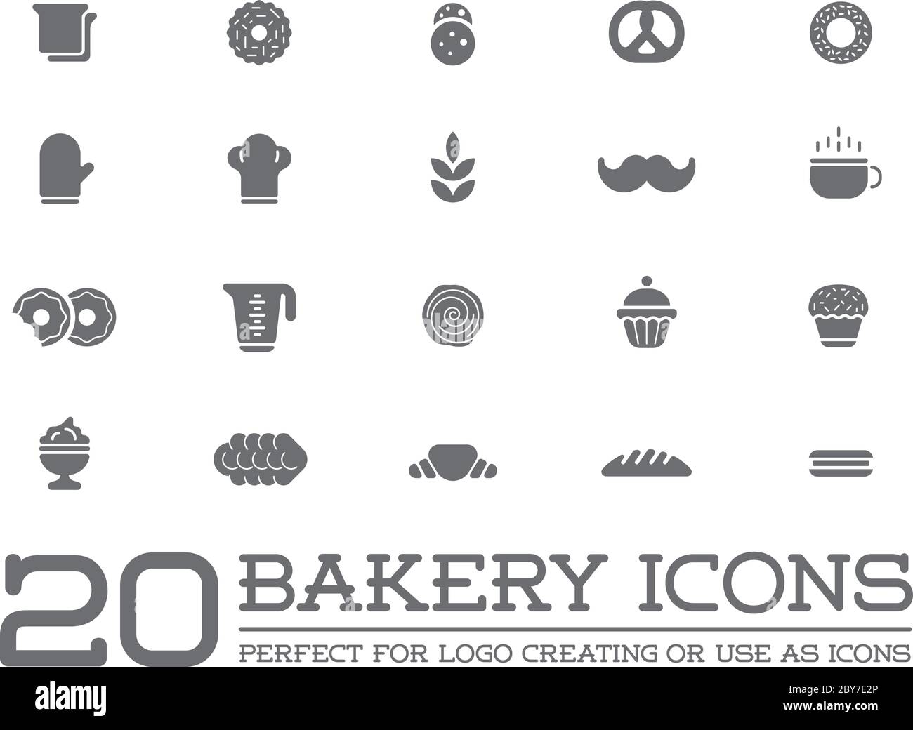Set of Vector Bakery Pastry Elements and Bread Icons Illustration can ...