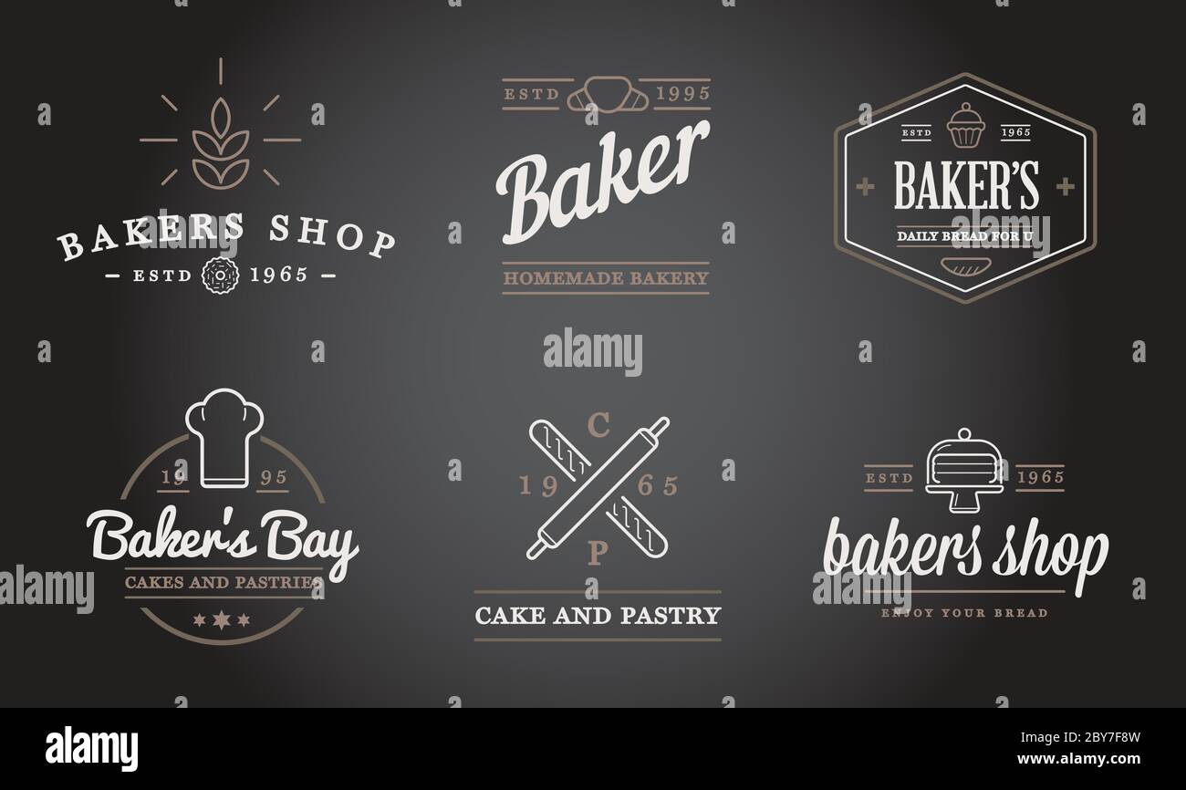 Set of Vector Bakery Pastry Elements and Bread Icons Illustration can ...