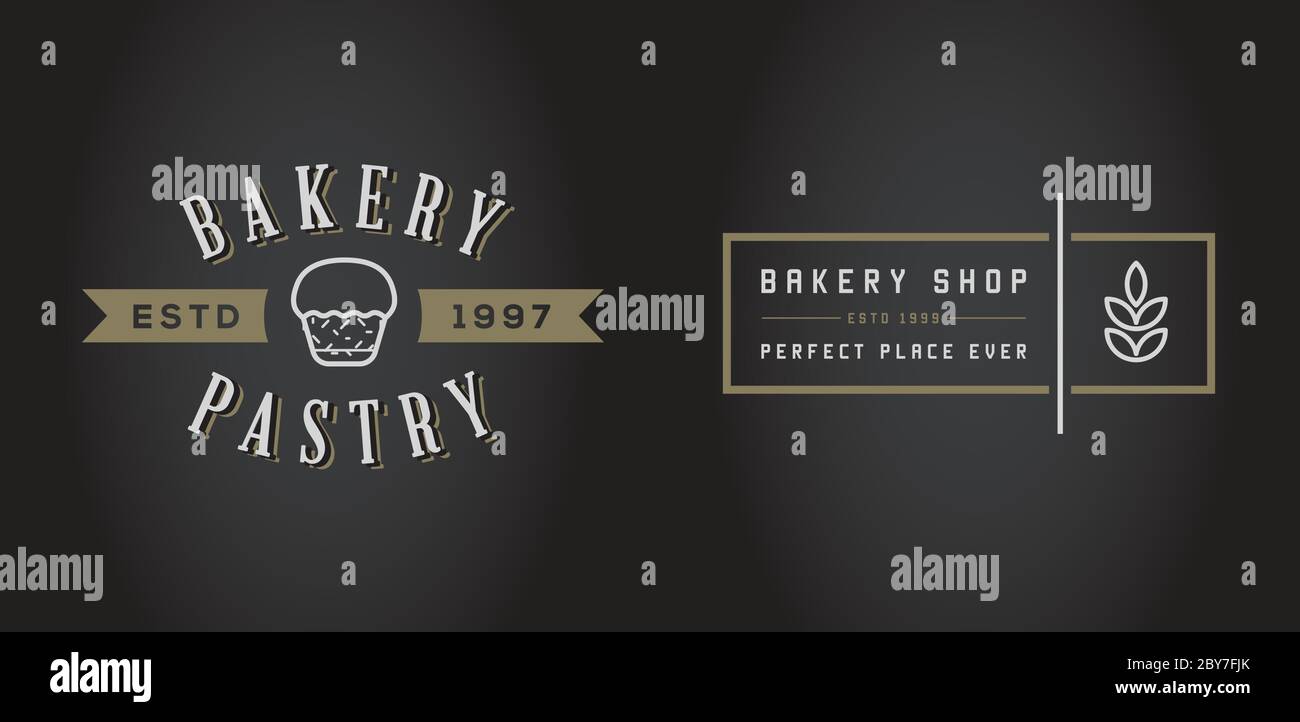 Set of Vector Bakery Pastry Elements and Bread Icons Illustration can ...