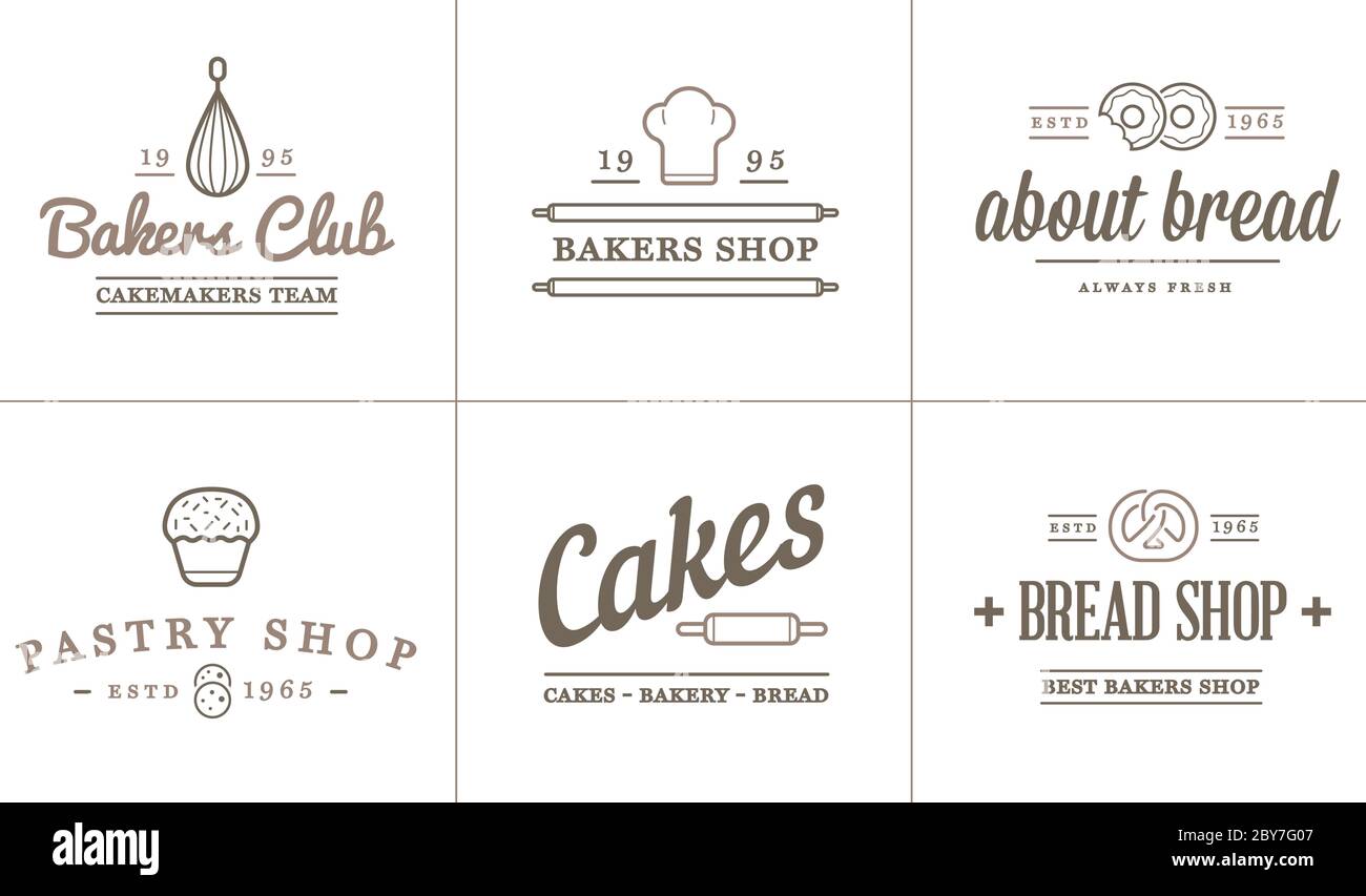 Set of Vector Bakery Pastry Elements and Bread Icons Illustration can ...