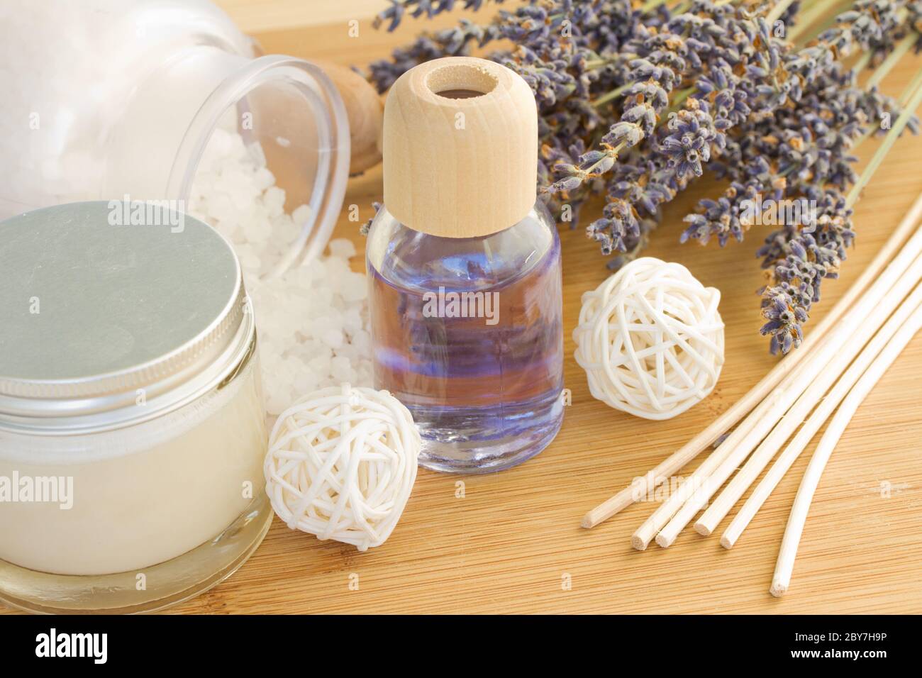 lavender spa settings Stock Photo