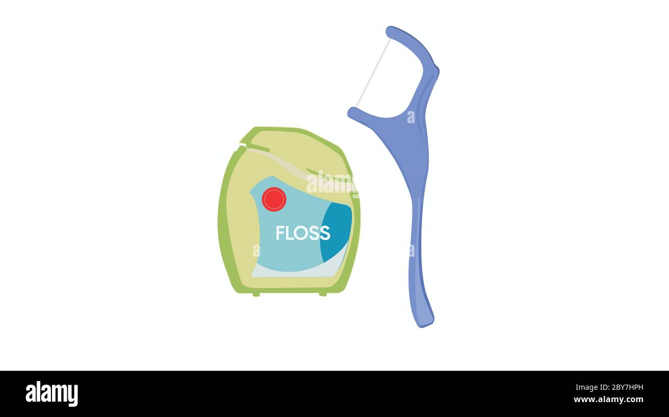 Dentist tools toothpick floss and floss icon. Vector Illustration Stock Vector