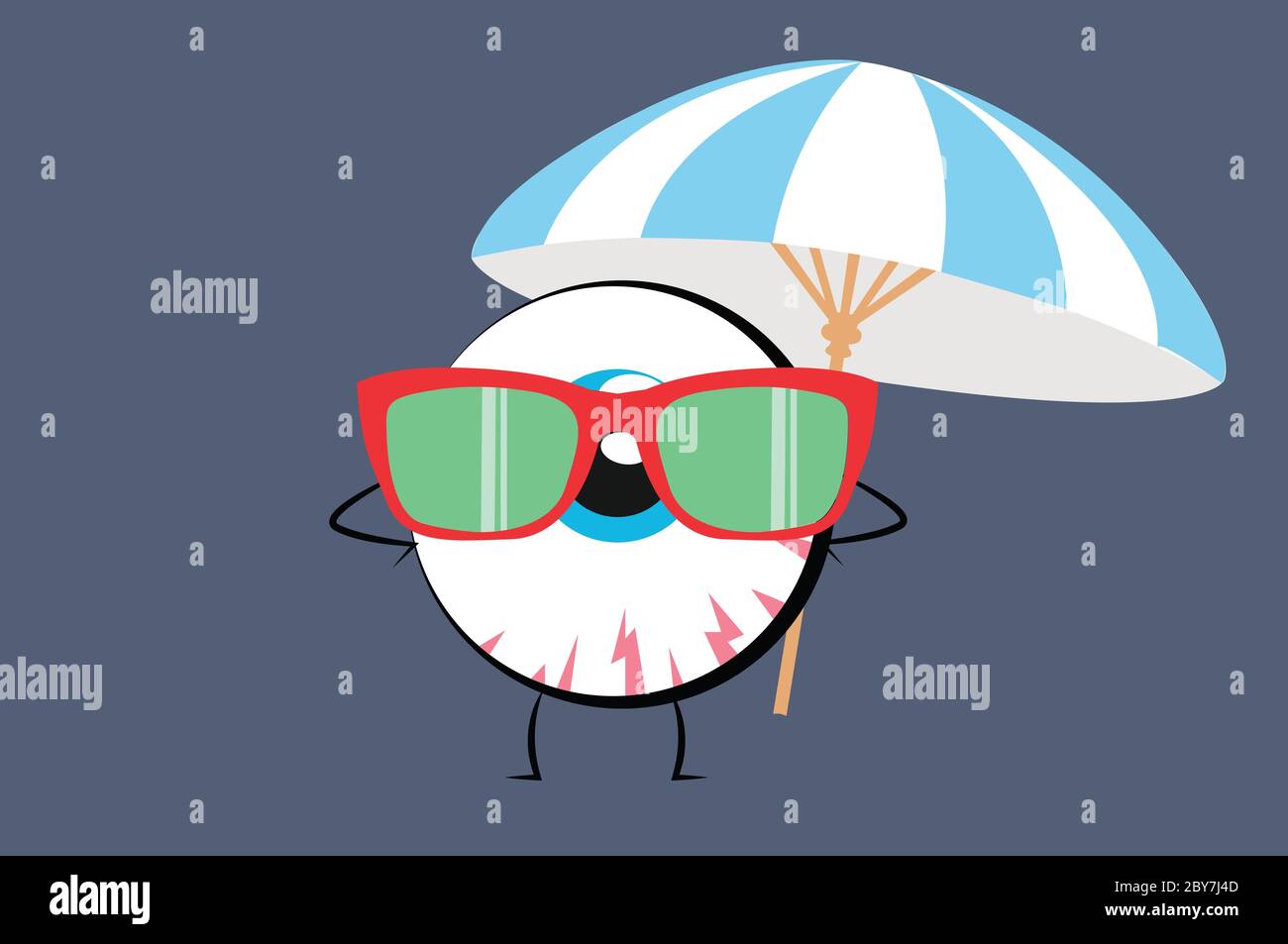 Vector Isolated Illustration of an Eye with Sunglasses and an Umbrella Stock Vector
