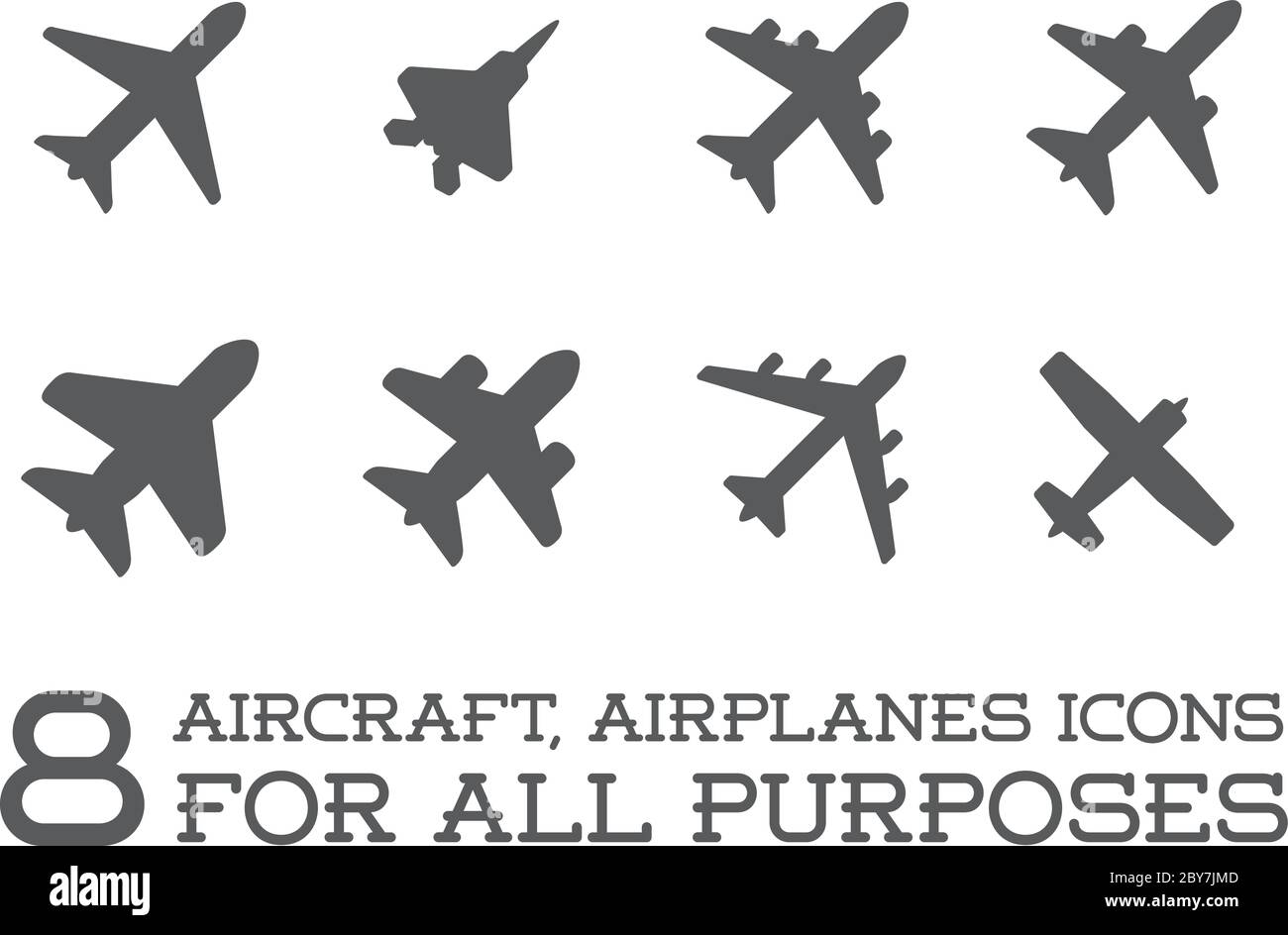 Aircraft or Airplane Icons Set Collection Vector Silhouette Set ...