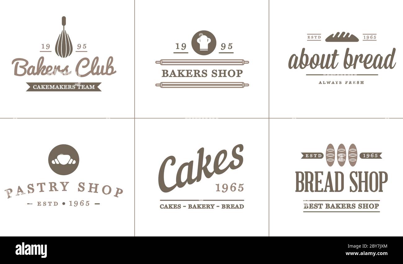 Set of Vector Bakery Pastry Elements and Bread Icons Illustration can ...