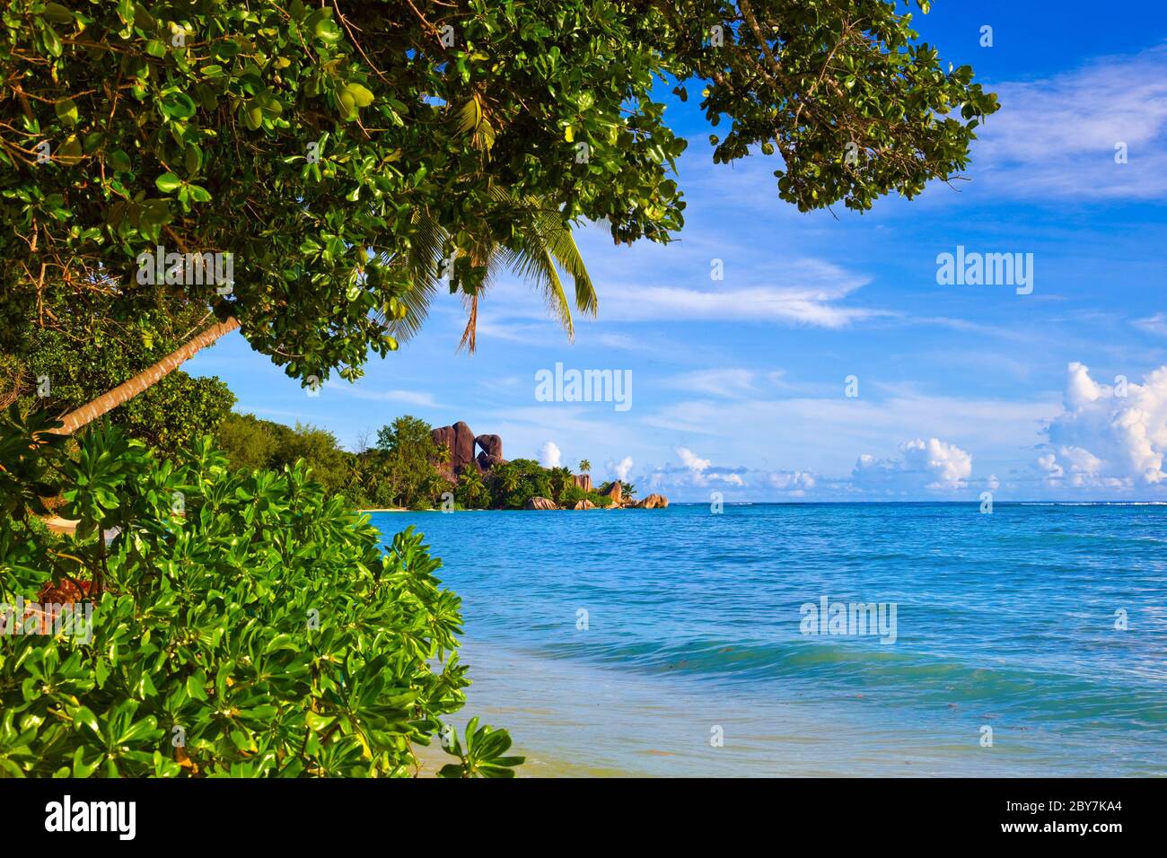 Evening sunset beach anse source hi-res stock photography and images ...