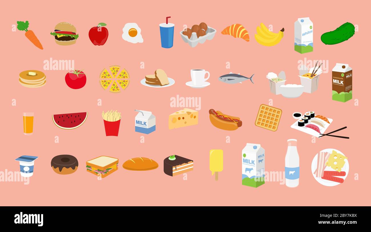 Vector Isolated Set of Food Icons Stock Vector