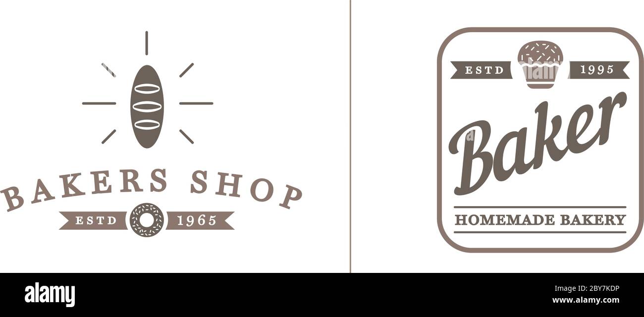 Set of Vector Bakery Pastry Elements and Bread Icons Illustration can ...
