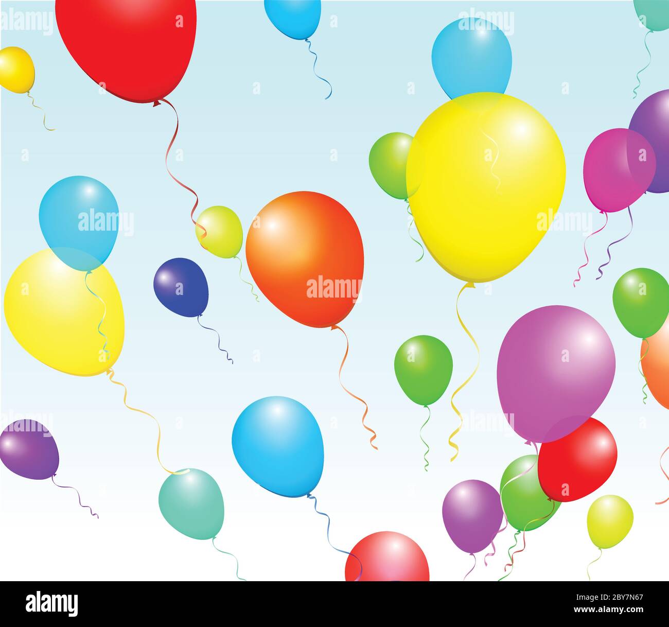 Color Glossy Balloons isolated on Blue in Vector Illustration Stock ...