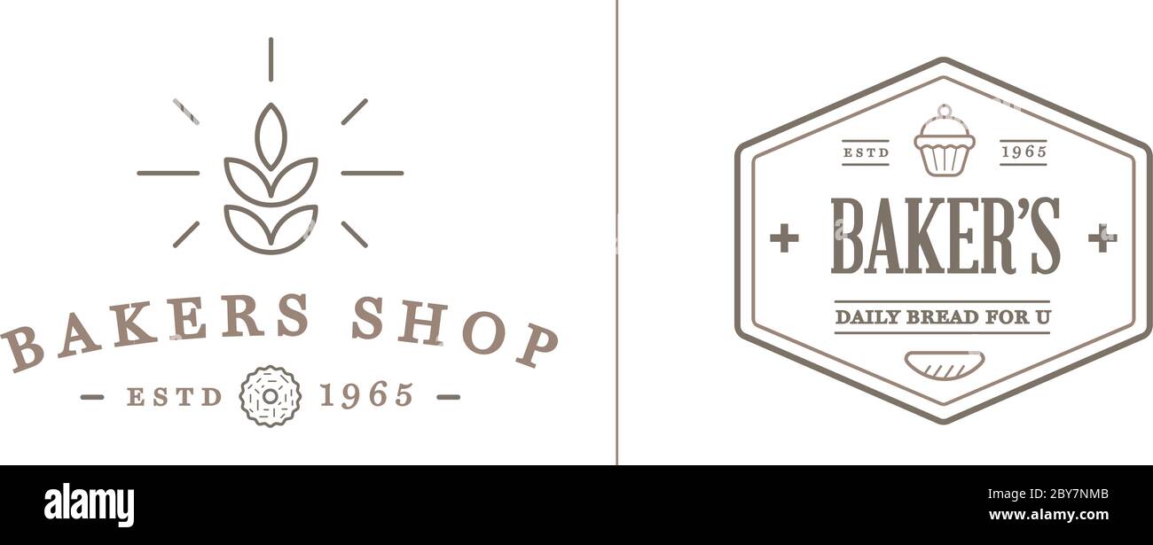 Set of Vector Bakery Pastry Elements and Bread Icons Illustration can ...