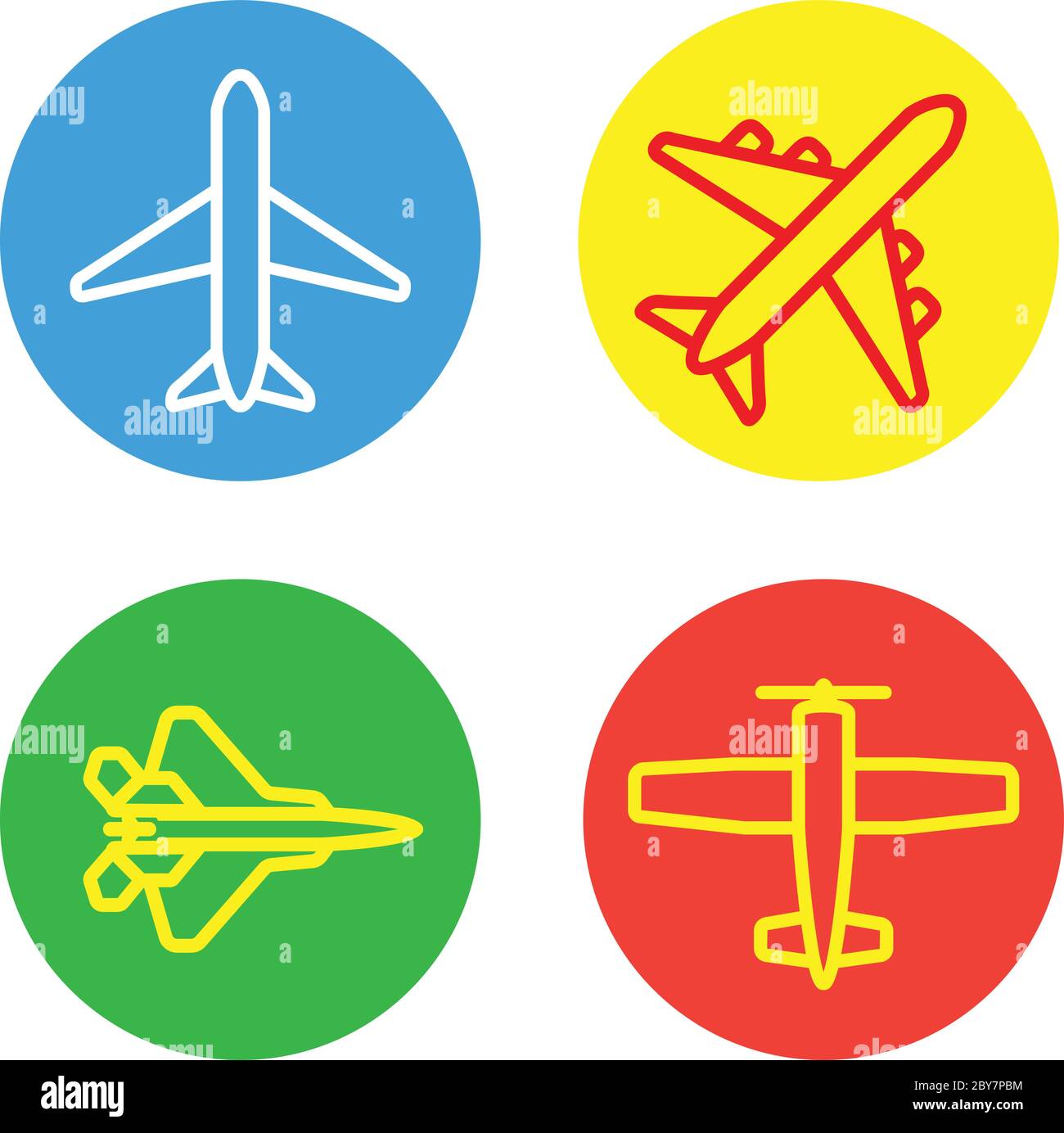 Aircraft or Airplane Flat Minimal Icons Set Collection Vector ...