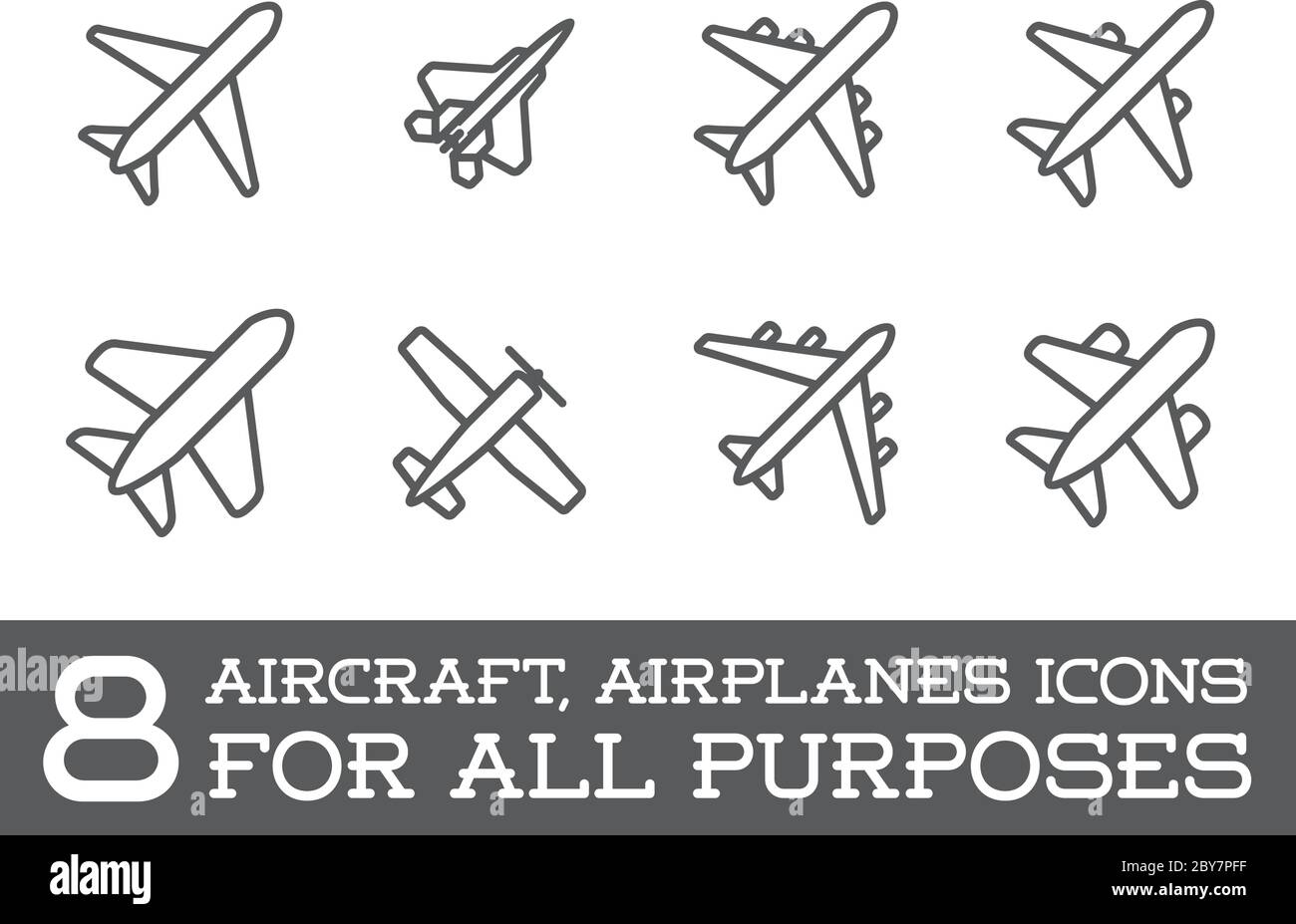 Aircraft or Airplane Icons Set Collection Vector Silhouette Set ...