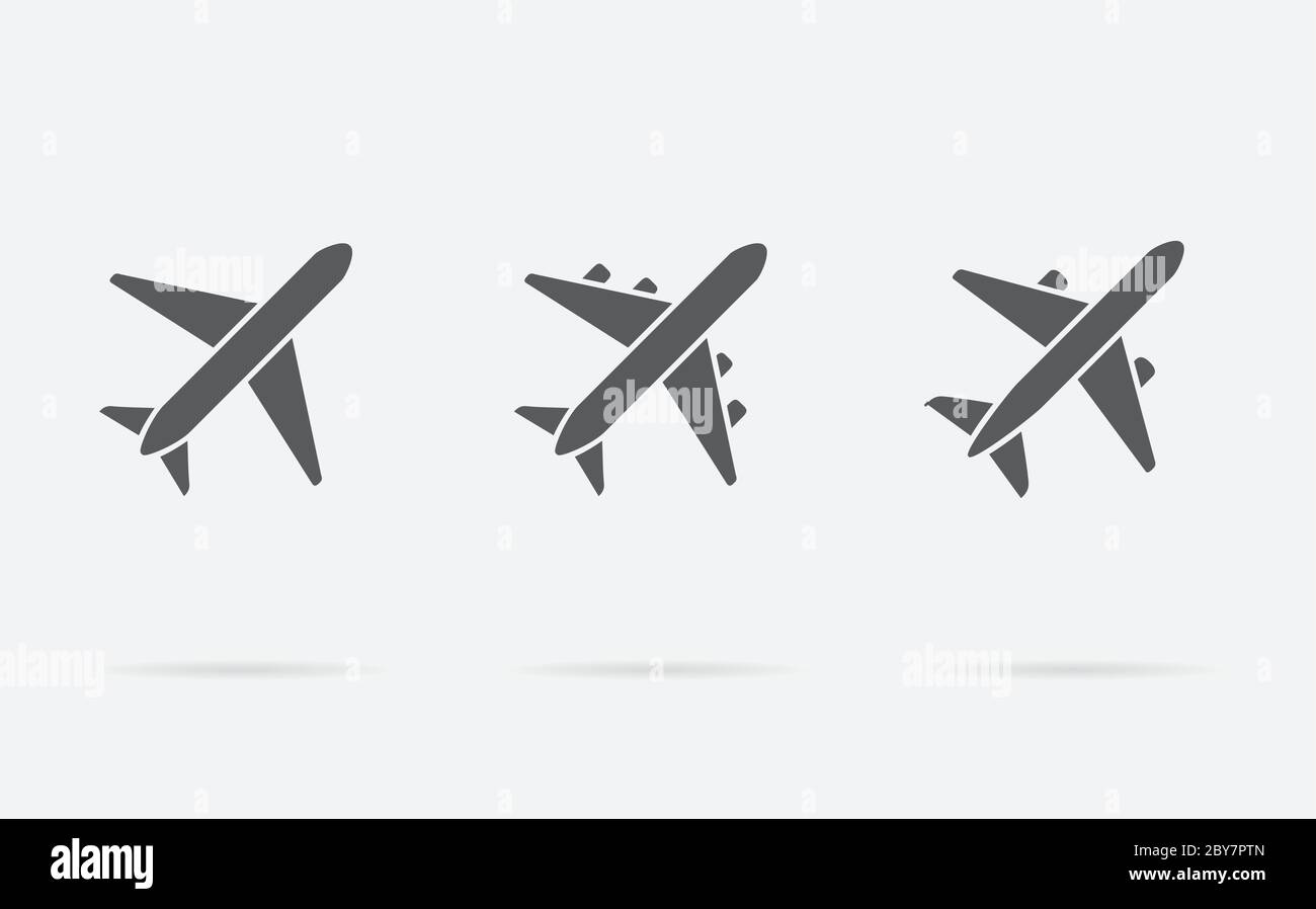Aircraft or Airplane Icons Set Collection Vector Silhouette Stock ...