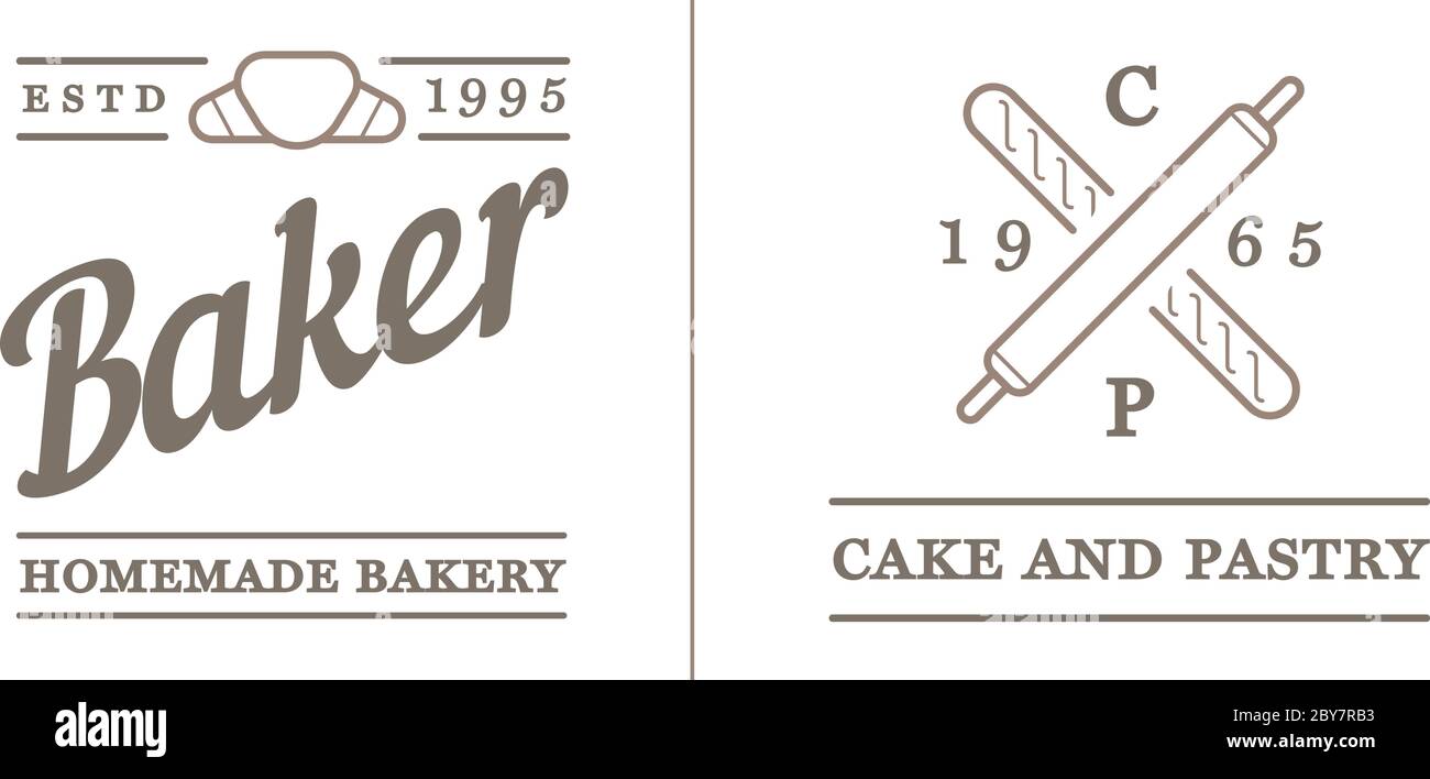 Set of Vector Bakery Pastry Elements and Bread Icons Illustration can ...