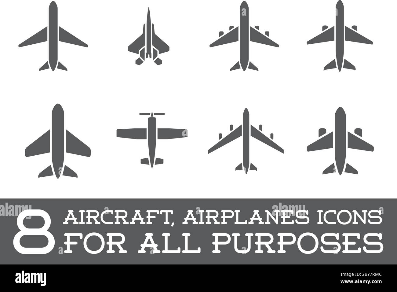 Aircraft or Airplane Icons Set Collection Vector Silhouette Set ...