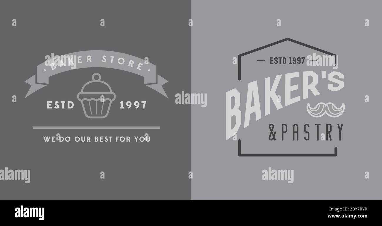 Set of Vector Bakery Pastry Elements and Bread Icons Illustration can ...