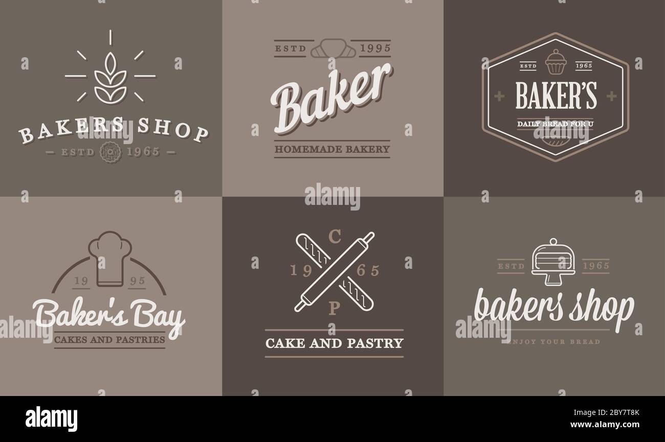 Set of Vector Bakery Pastry Elements and Bread Icons Illustration can ...