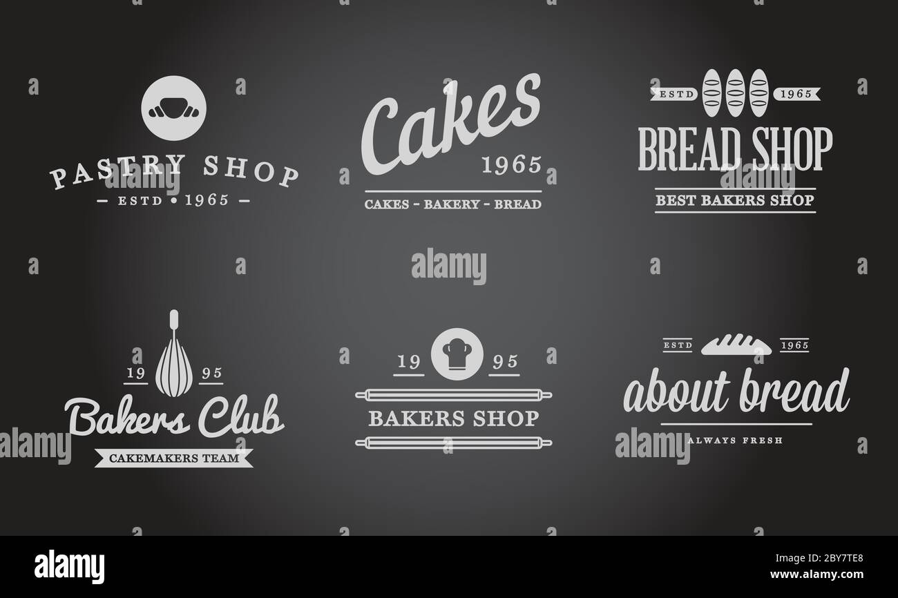 Set of Vector Bakery Pastry Elements and Bread Icons Illustration can ...
