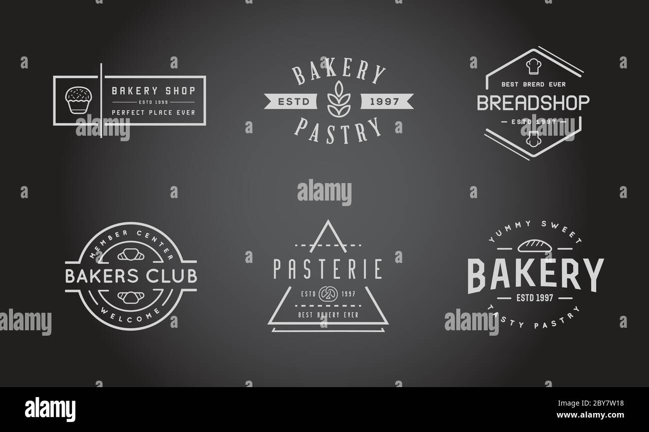 Set of Vector Bakery Pastry Elements and Bread Icons Illustration can ...