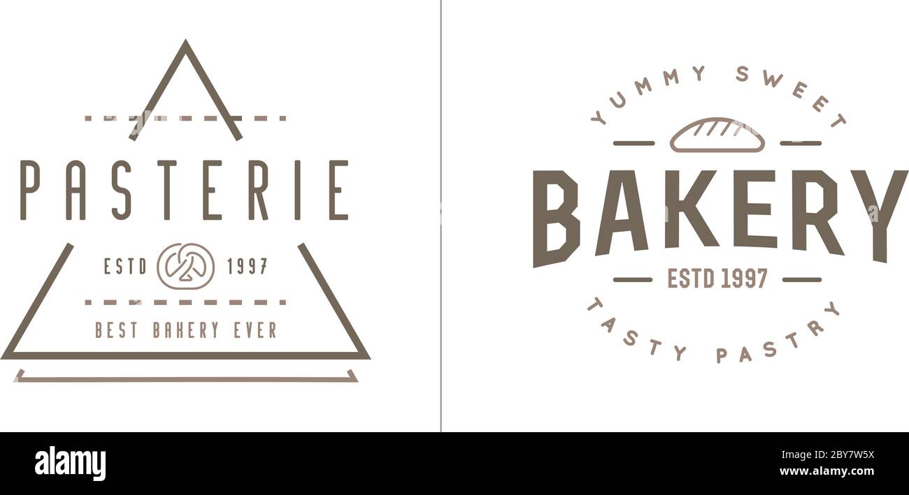 Set of Vector Bakery Pastry Elements and Bread Icons Illustration can ...