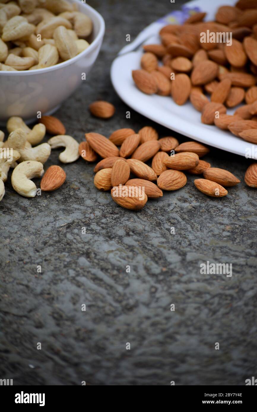 Healthy cashew and almond nuts Stock Photo Alamy