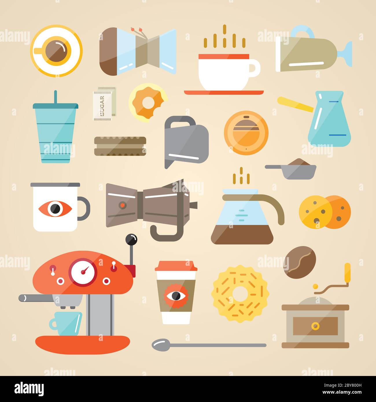 Set of Vector Coffee Elements and Coffee Accessories Illustration can ...