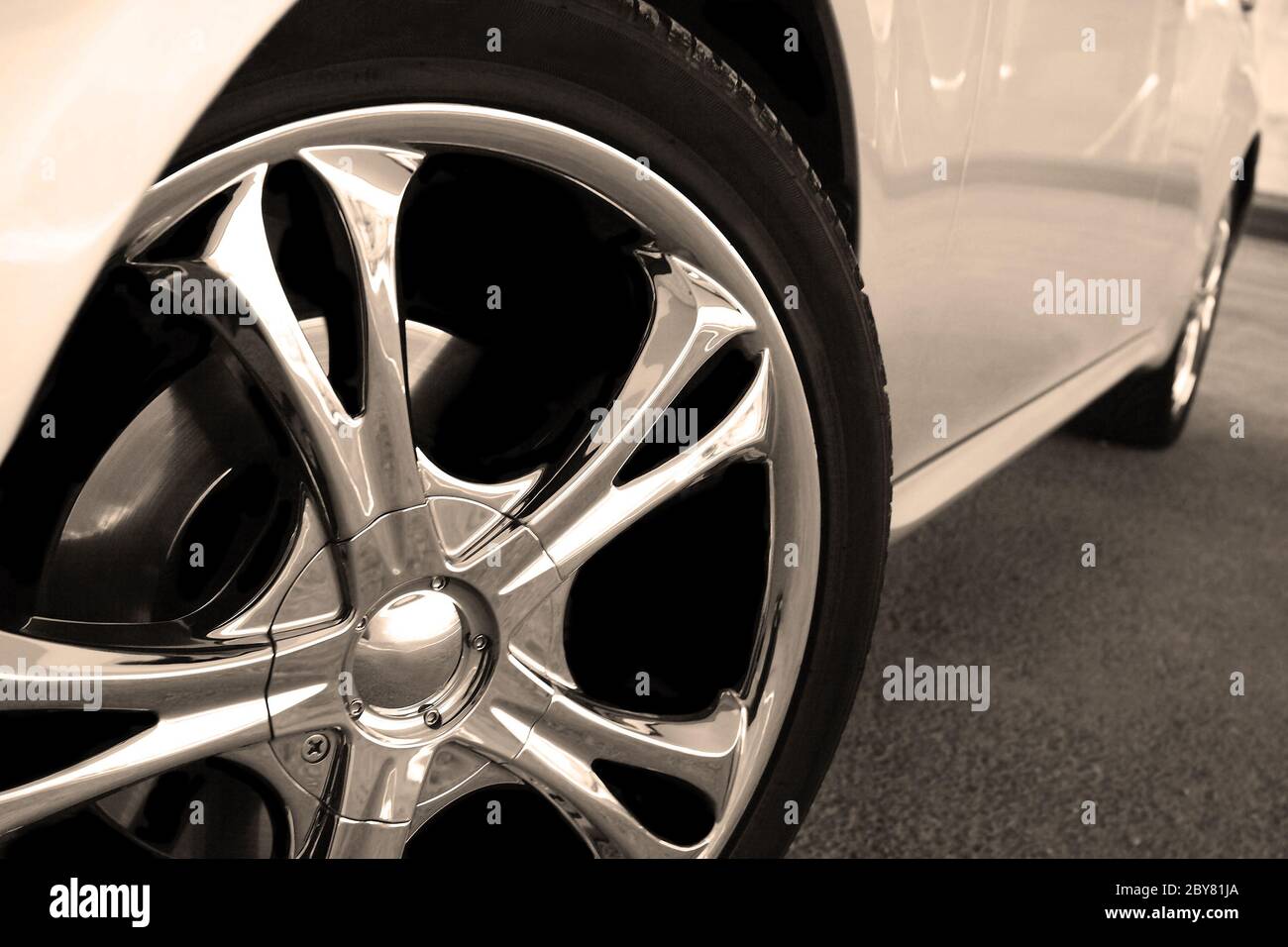 Close up wheel of a spots car Stock Photo - Alamy