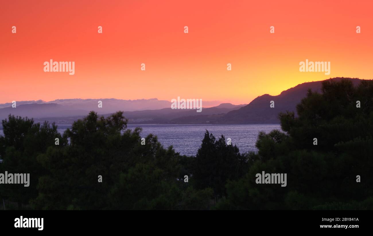Sunset ii Pefkos Stock Photo