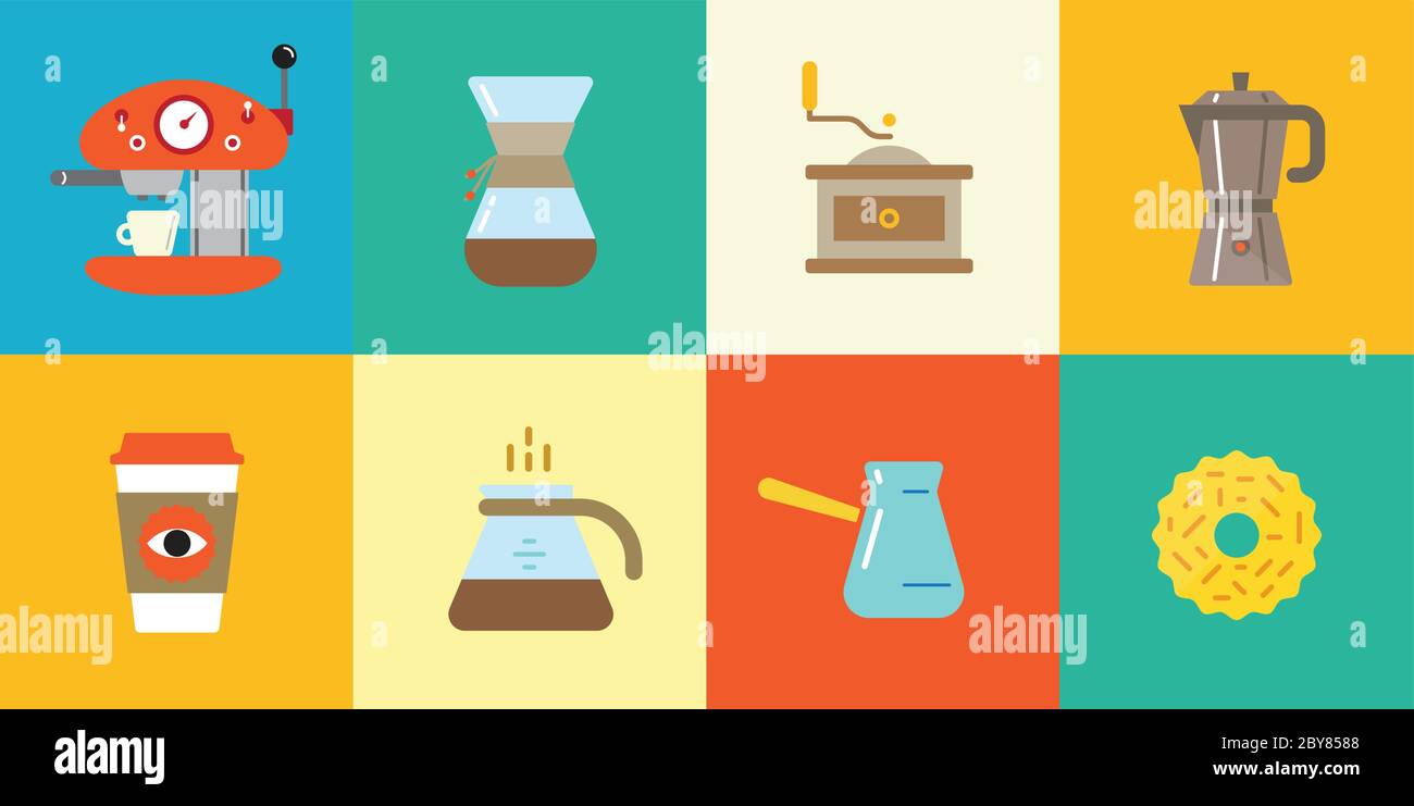 Set of Vector Coffee Elements and Coffee Accessories Illustration can