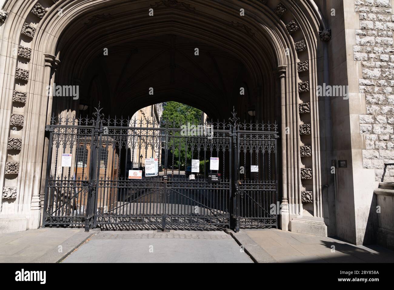 Signs declaring Stoppage of Works and Visitors at the Maughan Library ...