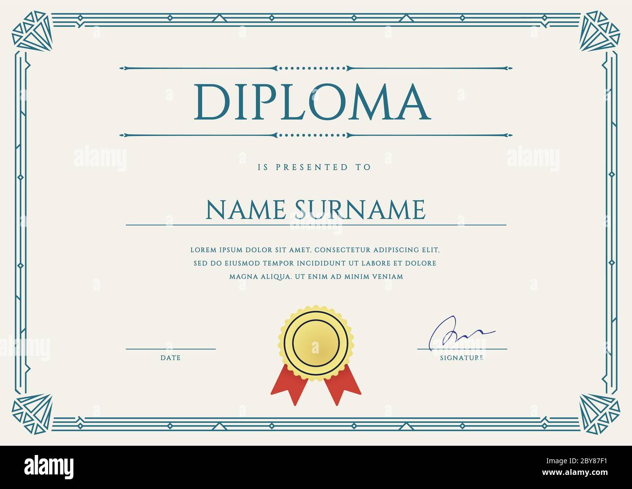 Diploma or Certificate Premium Design Template in Vector Stock Vector