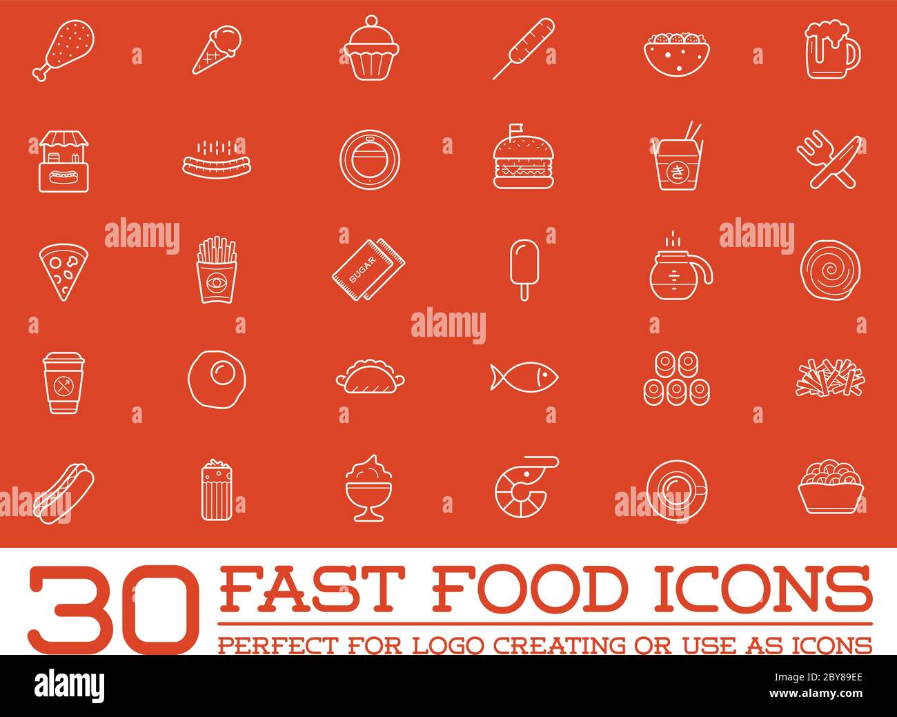 Set of Vector Fastfood Fast Food Elements Icons and Equipment as ...