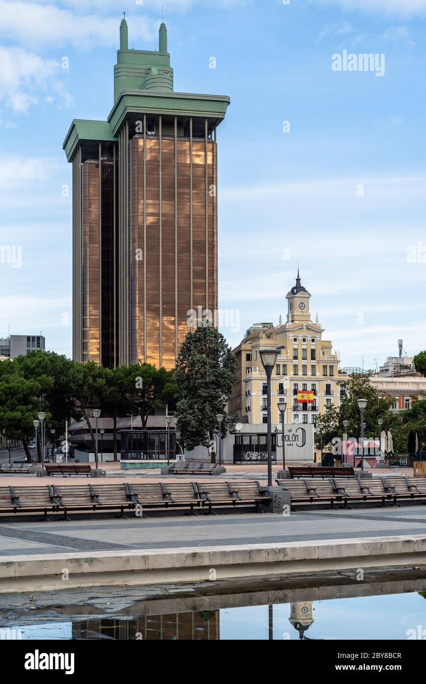 Madrid, Spain - June 7, 2020: The Towers of Colon office building from ...