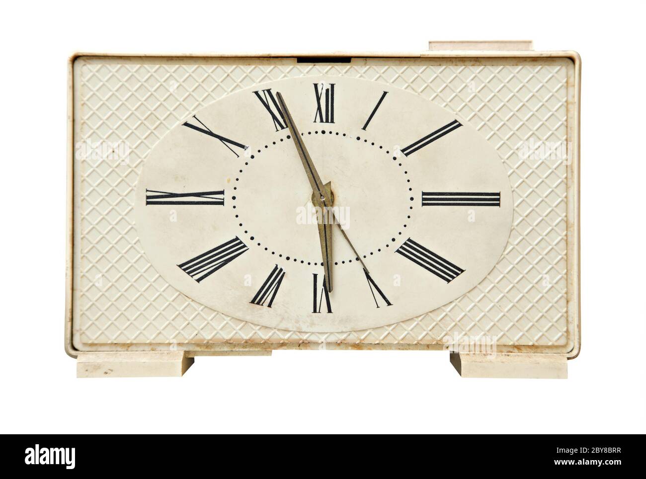 Old alarm clock isolated over white background Stock Photo - Alamy