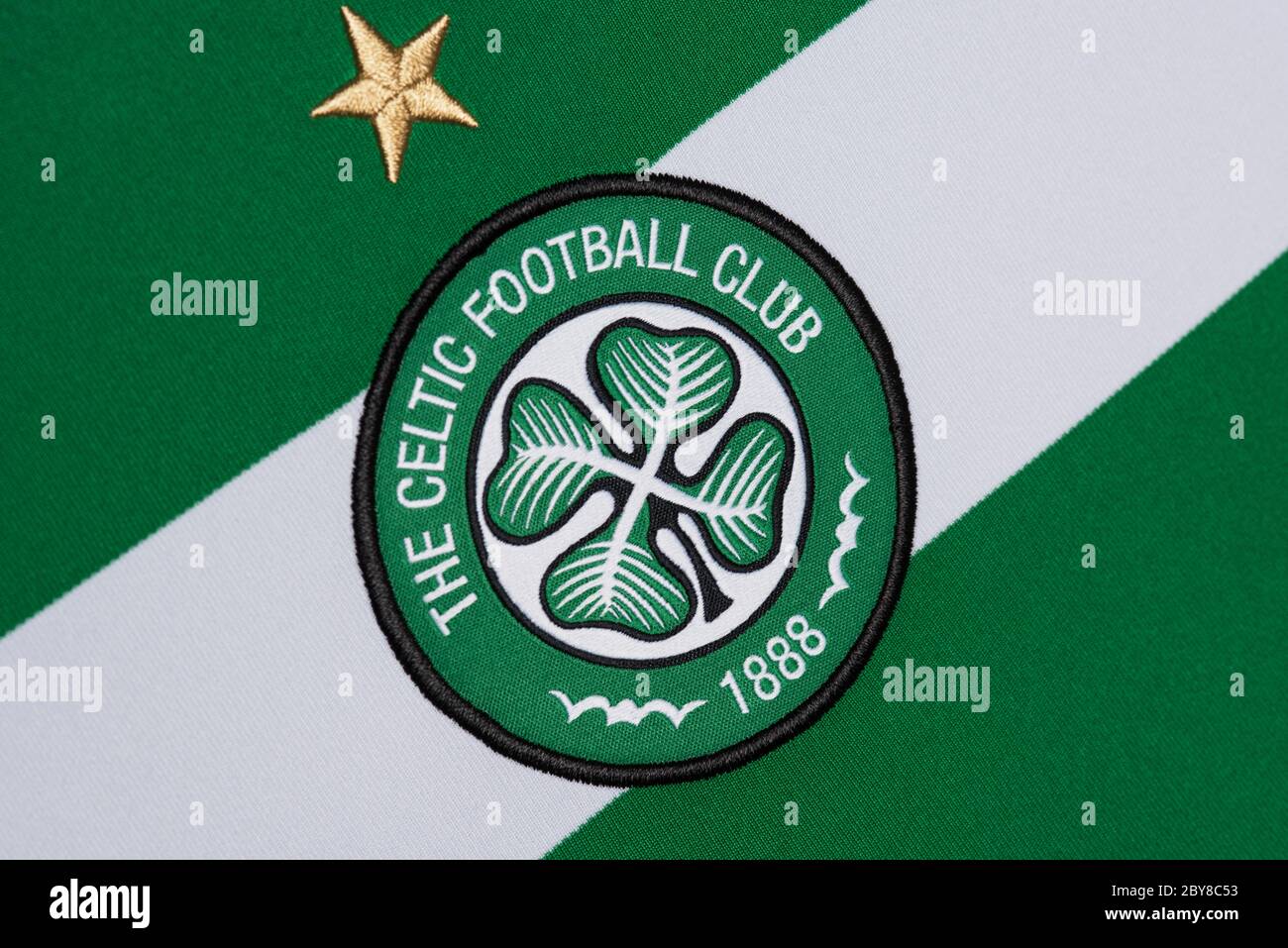 Close up of Celtic FC home jersey 2019/20 Stock Photo