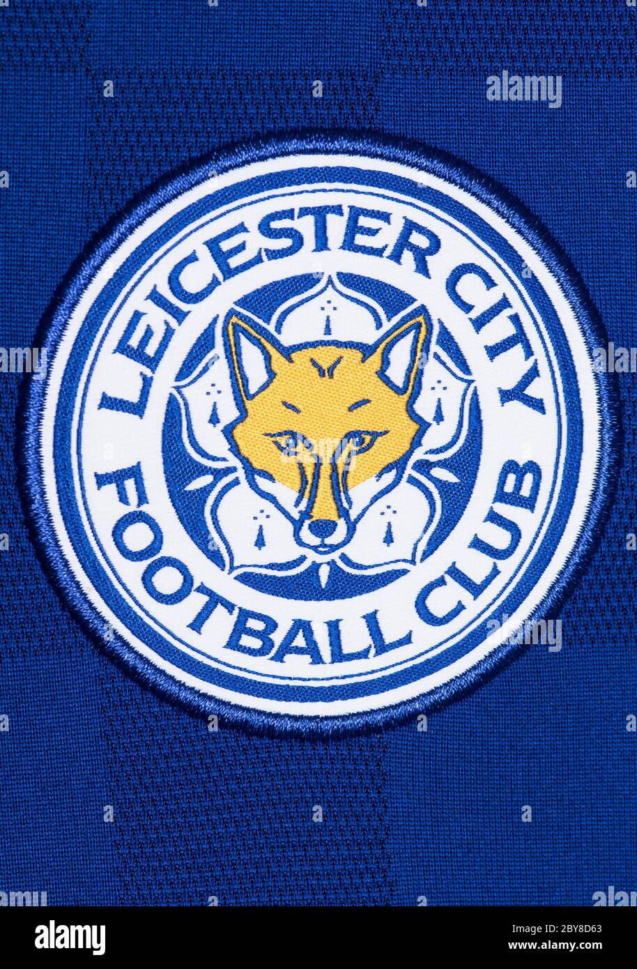 Close up of Leicester City FC crest. Stock Photo