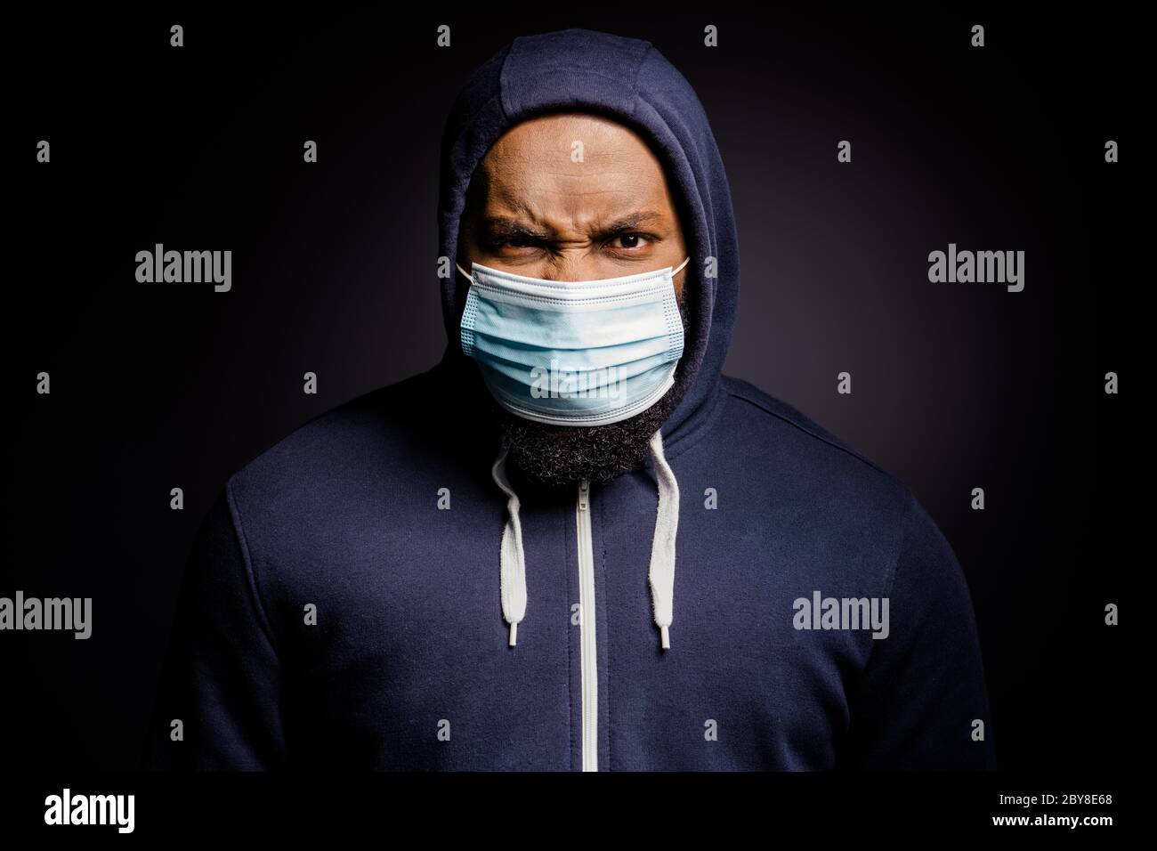 No Discrimination Angry Afro American Man In Medical Mask Feel