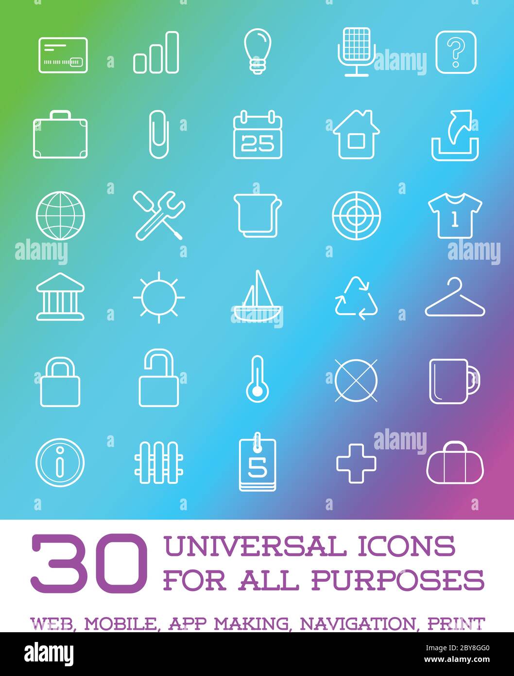 30 Universal Icons Set For All Purposes Web, Mobile, App Making ...