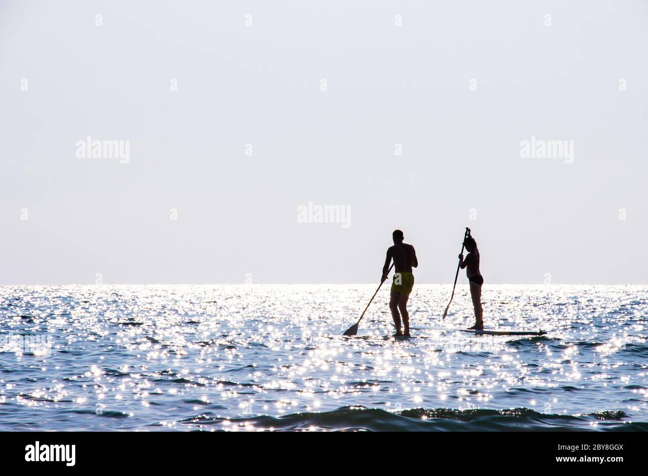 Tourists kayaking sea beautiful area ao bang bao at Koh Kood island Trat, Thailand. Stock Photo